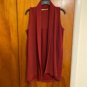 Soft Surroundings Wine Women’s Sleeveless Cardigan Roll Neck, Size Small
